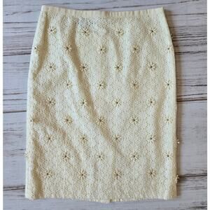 Talbots Cream Floral Lace Pencil Skirt sz 2